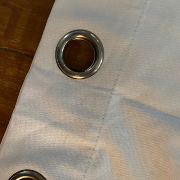 52 x 108 Linen Textured White Blackout Curtains - Picture 4 of 7